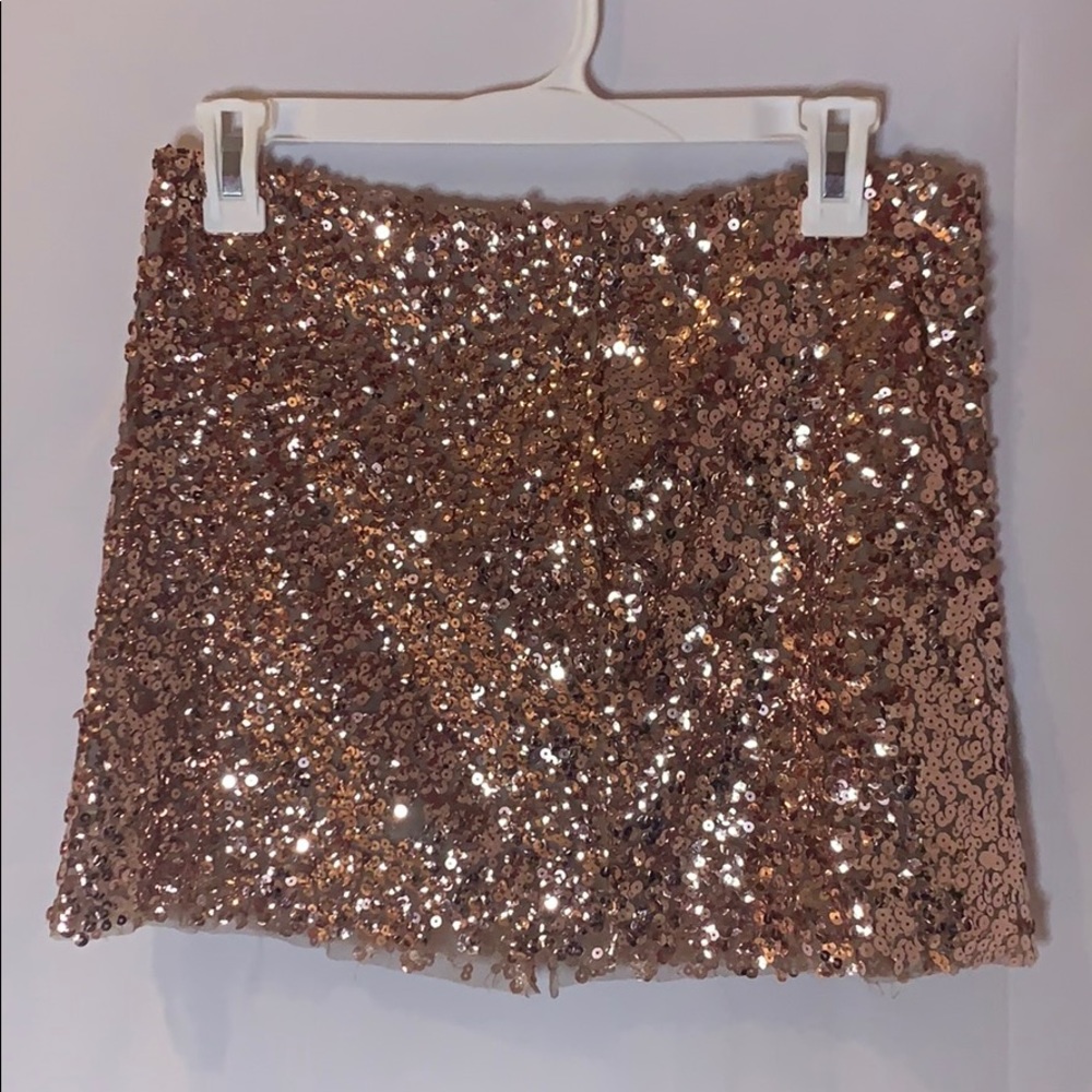 Gold Sequin Zip-up Skirt